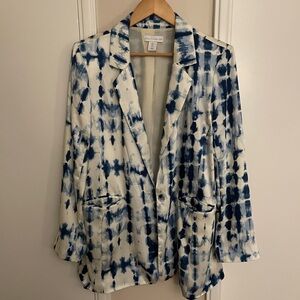 House of Harlow Blue Tie-Dye Blazer